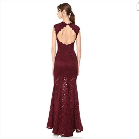 Betsy & Adam Long Open Back Mermaid Lace Dress Size 6 - Picture 6 of 9